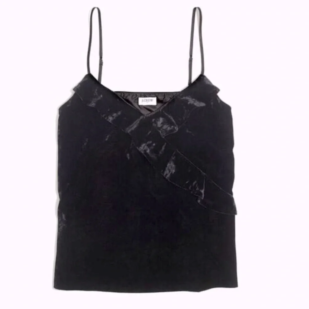 J. Crew Like New Black Ruffled Cami Size 6